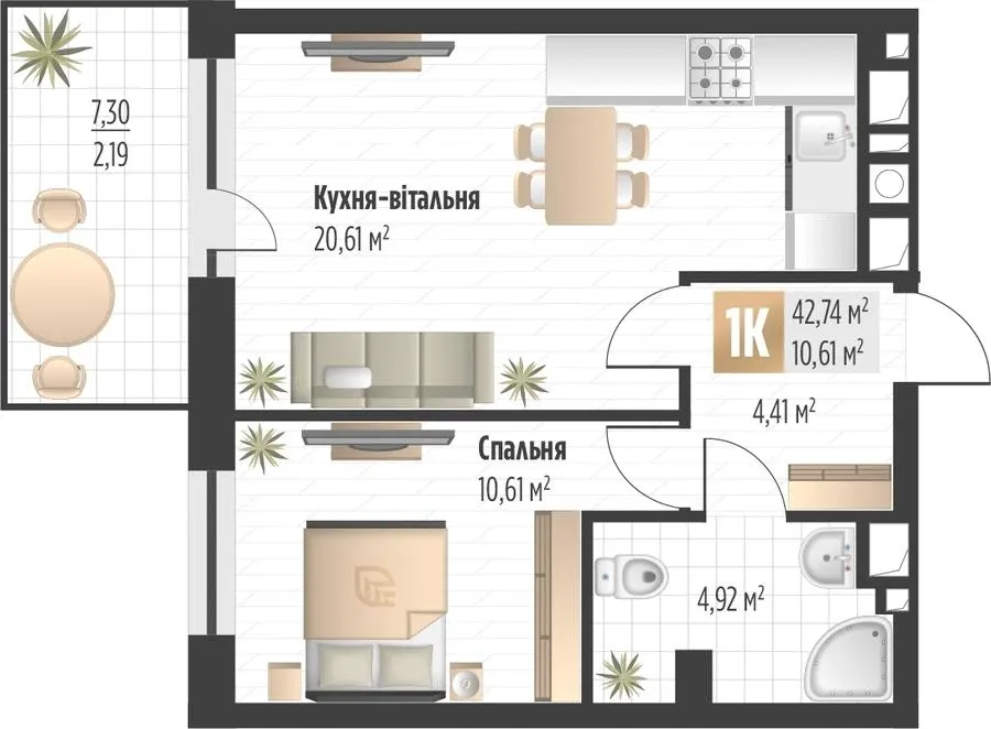 ЖК SOUL PARK — 42.7 м²