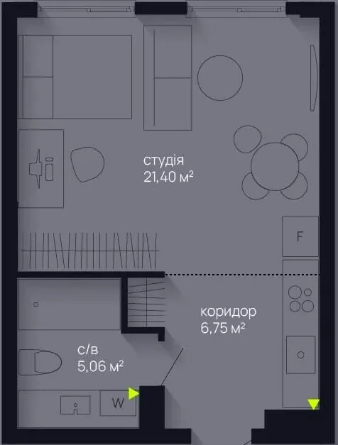 1-комнатная квартира, 33 м², вул. Левицького-Набережна, Ивано-Франковск — фото 1