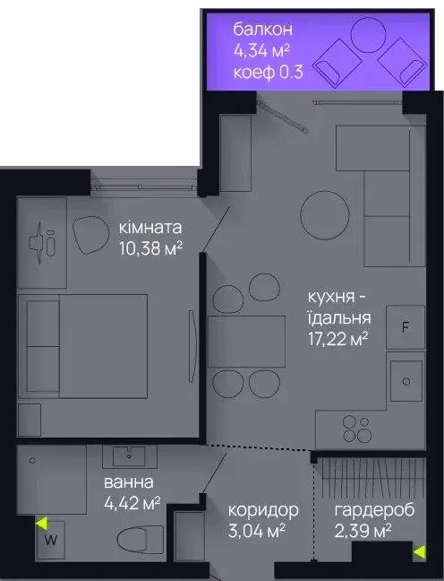 ЖК Manhattan Up — 38.8 м²