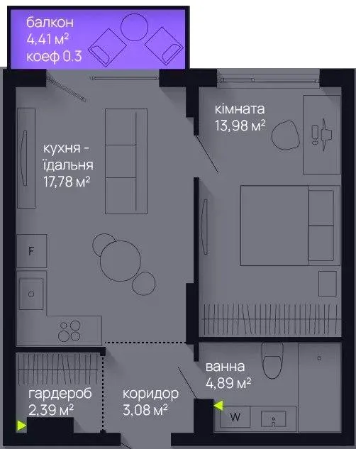 ЖК Manhattan Up — 43.4 м²