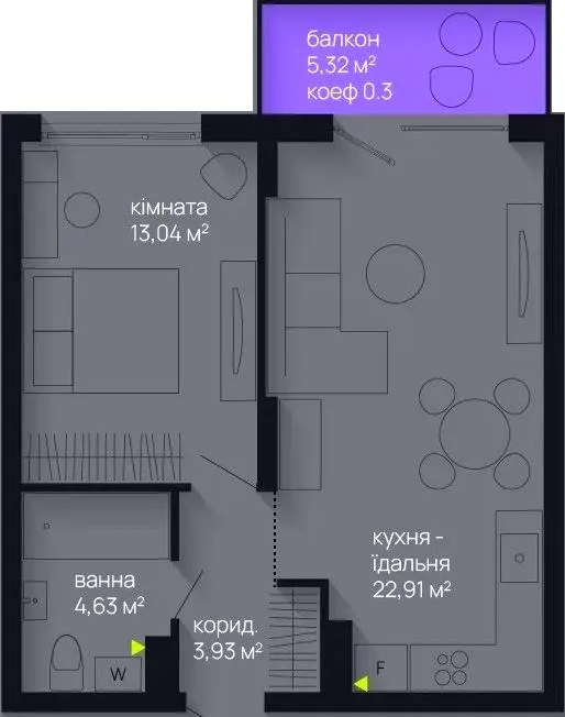 ЖК Manhattan Up — 46.1 м²
