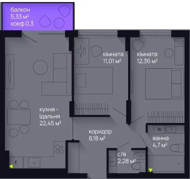 ЖК Manhattan Up — 62.6 м²