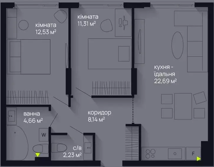 ЖК Manhattan Up — 61.6 м²