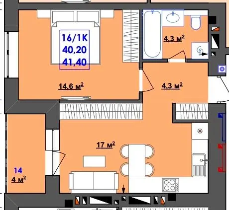 ЖК Ювілейний — 41.4 м²
