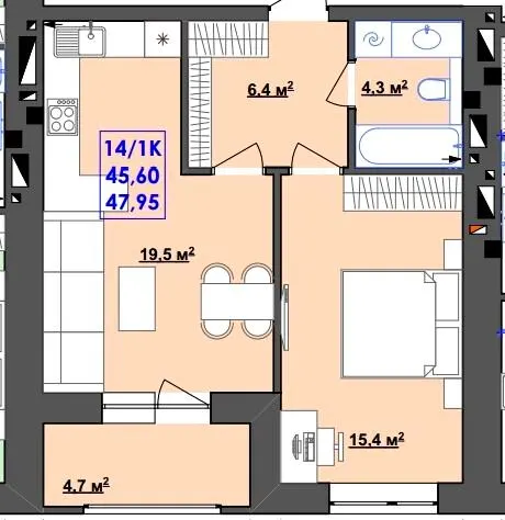 ЖК Ювілейний — 48 м²