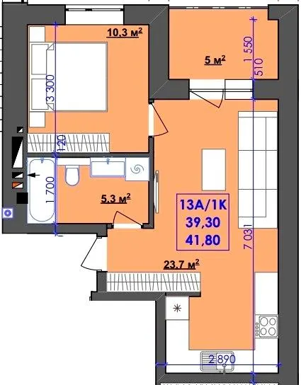 ЖК Ювілейний — 41.8 м²