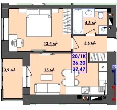 ЖК Ювілейний — 37.5 м²