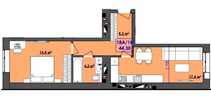 ЖК Ювілейний — 44.3 м²