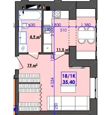 ЖК Ювілейний — 35.4 м²
