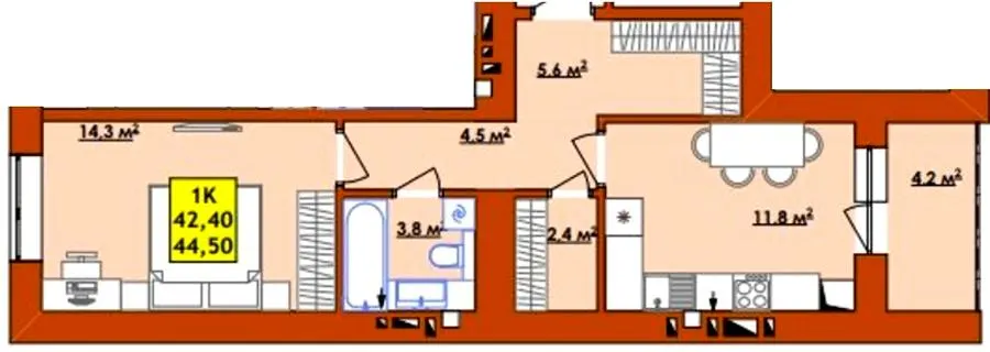 ЖК Ювілейний — 44.5 м²
