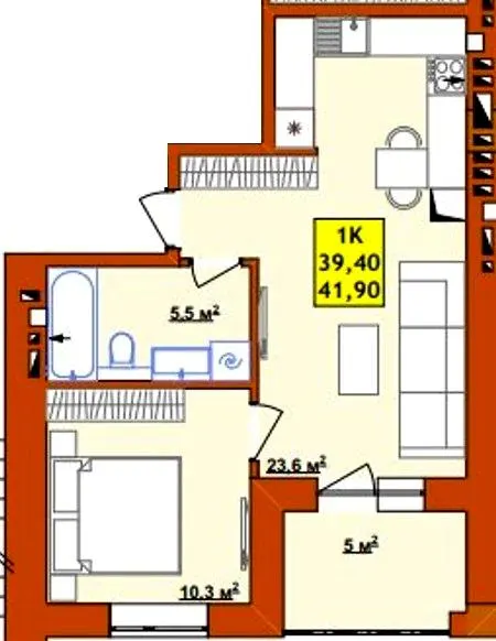 ЖК Ювілейний — 41.9 м²