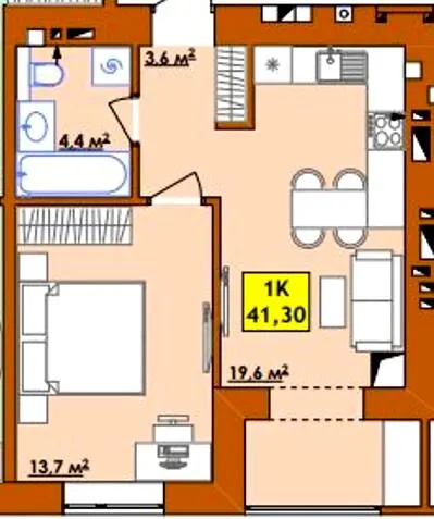 ЖК Ювілейний — 41.3 м²