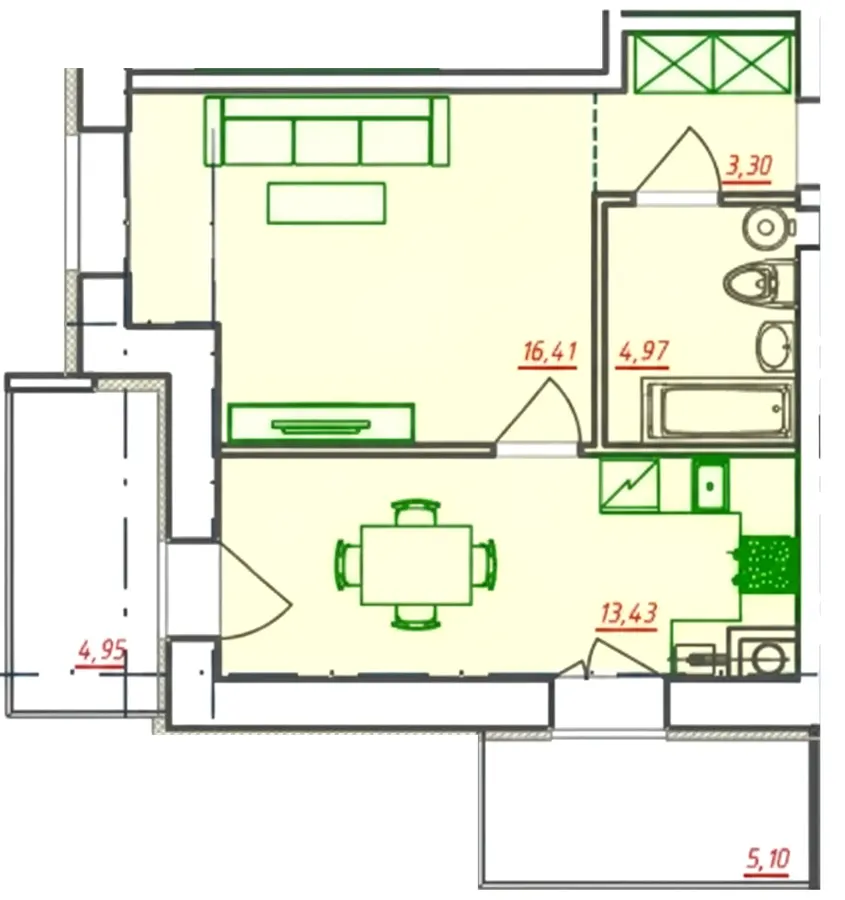 ЖК Видовий — 46.2 м²