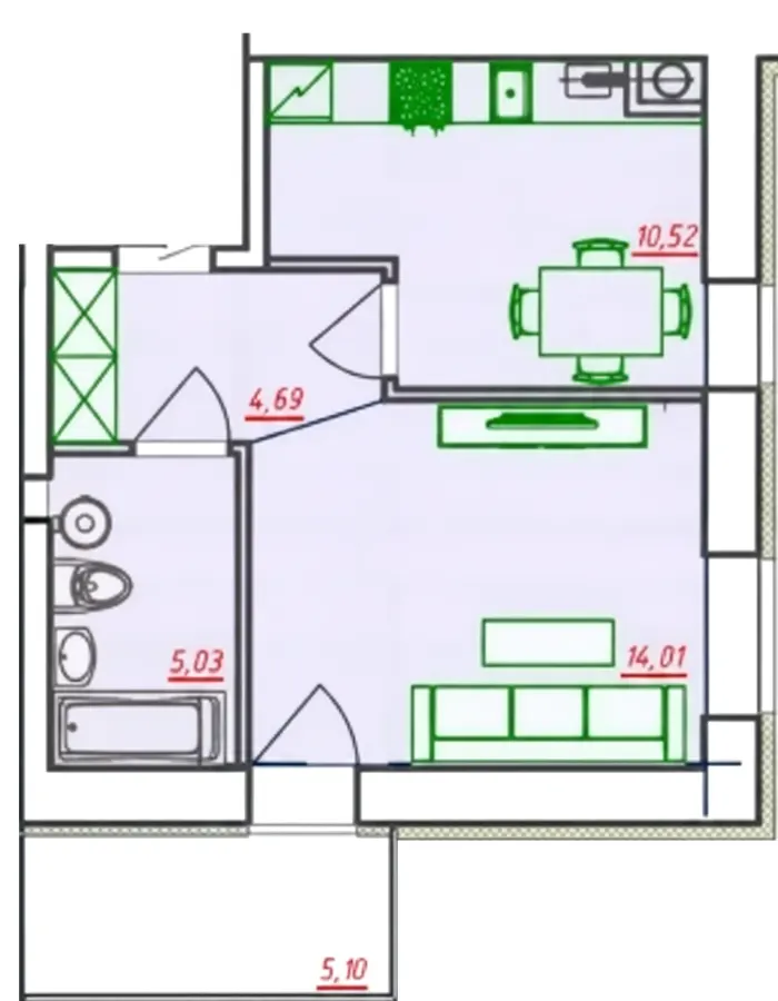 ЖК Видовий — 38.3 м²
