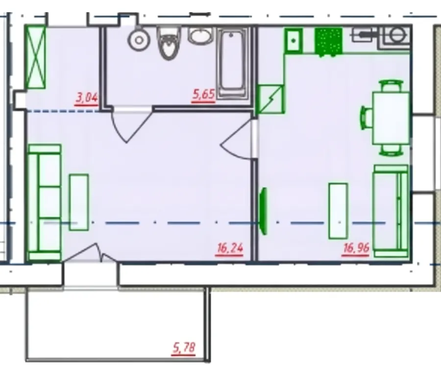 ЖК Видовий — 46.5 м²