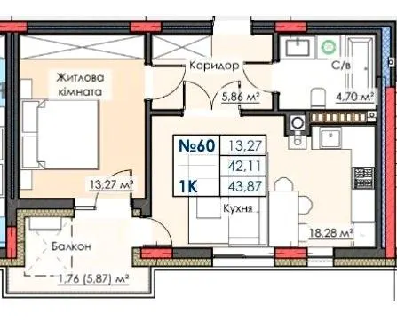 ЖК ЛИПКИ PREMIUM — 43.9 м²