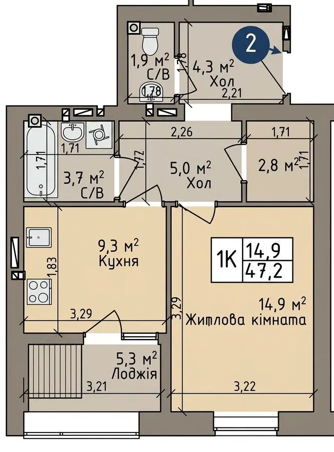 ЖК ODESA CITY — 47.2 м²