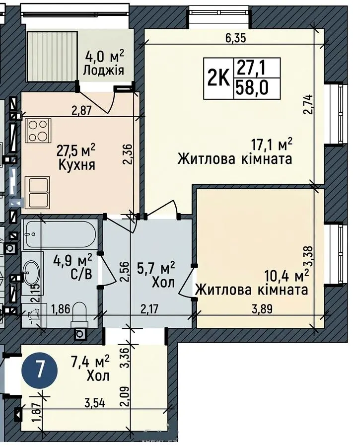 ЖК ODESA CITY — 58 м²