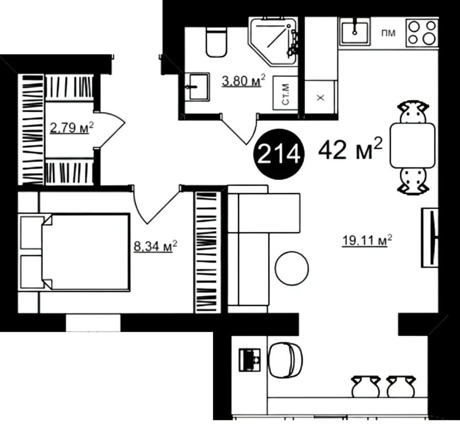 Клубний комплекс Harmony — 42 м²