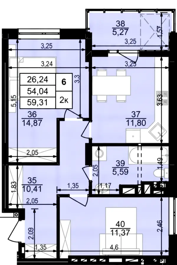 ЖК на Стецька — 59.3 м²
