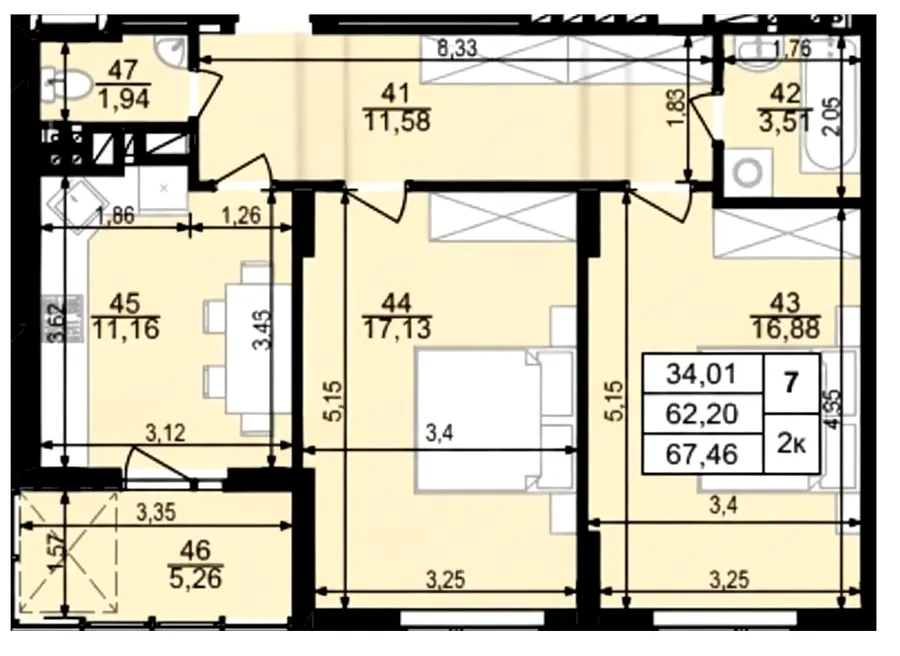 ЖК на Стецька — 67.5 м²