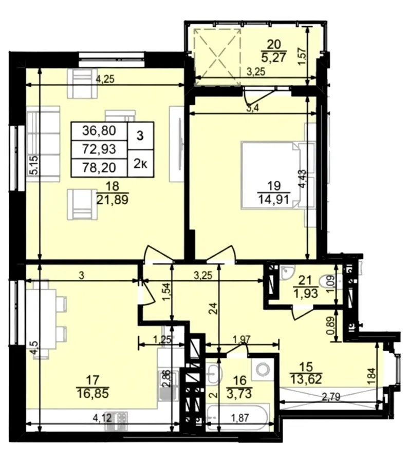 ЖК на Стецька — 78.2 м²