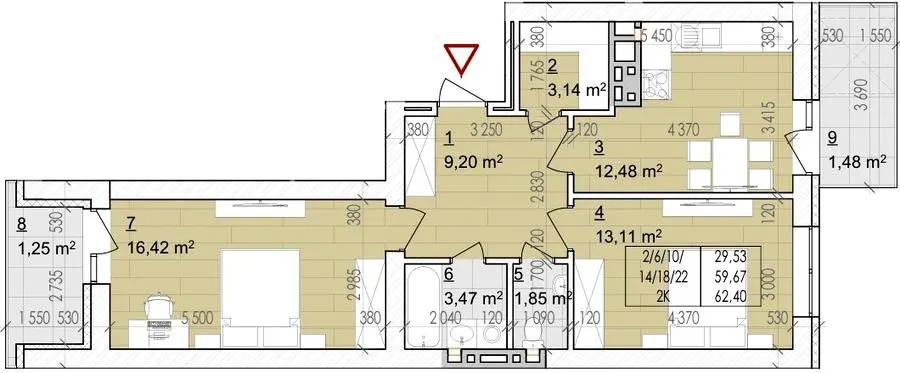 ЖК Святий Августин — 62.4 м²