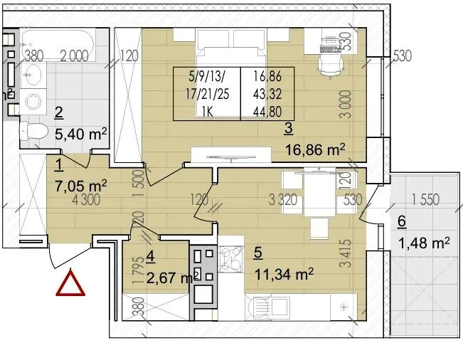 ЖК Святий Августин — 44.8 м²