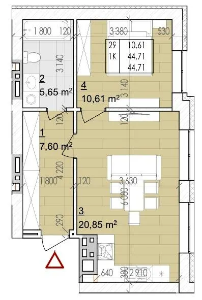 ЖК Святий Августин — 44.7 м²