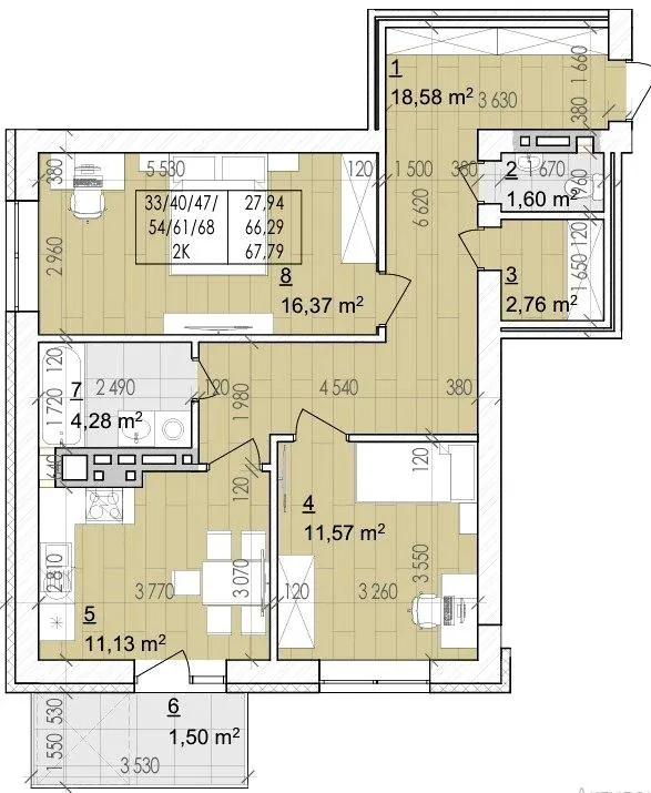 ЖК Святий Августин — 67.8 м²