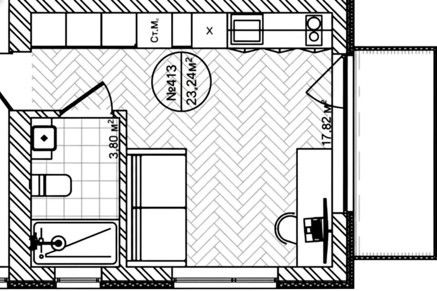 Прибутковий будинок V2 — 23.2 м²