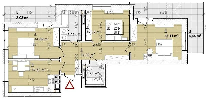 ЖК Святий Августин — 88.8 м²