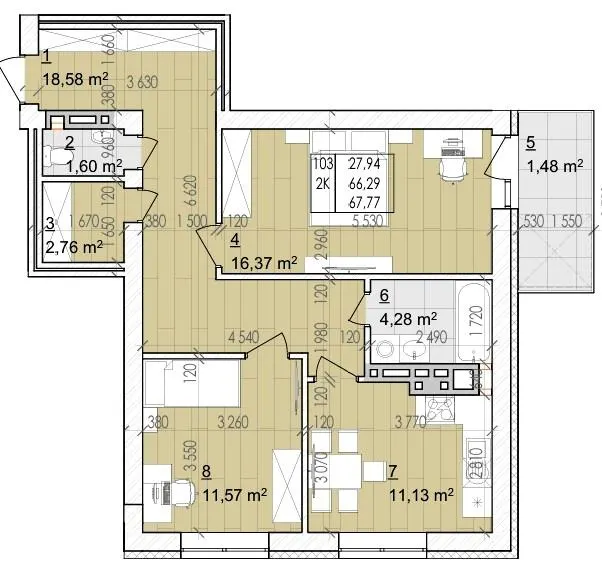 ЖК Святий Августин — 67.8 м²