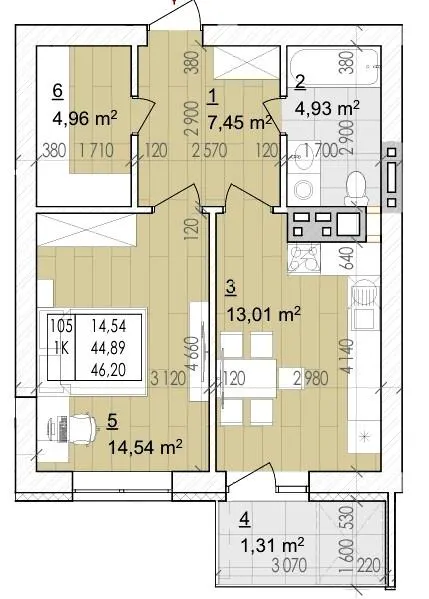 ЖК Святий Августин — 46.2 м²