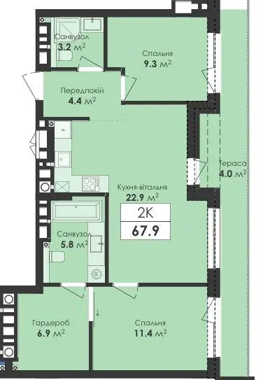 ЖК Avelon — 67.9 м²