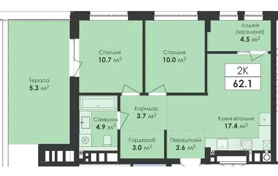 ЖК Avelon — 62.1 м²