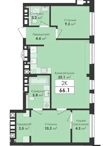 ЖК Avelon — 66.1 м²