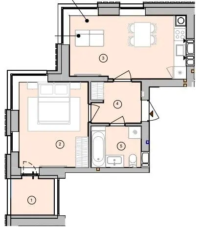 ЖК У-Квартал — 43.1 м²