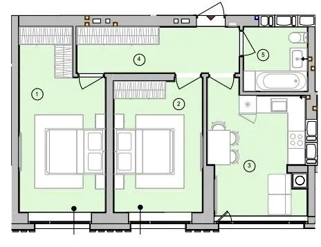 ЖК У-Квартал — 58.9 м²