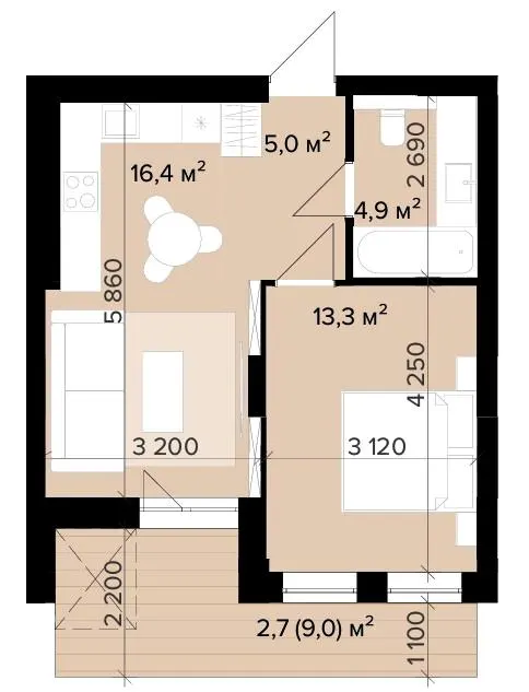 ЖК Нові Метри Next — 42.3 м²
