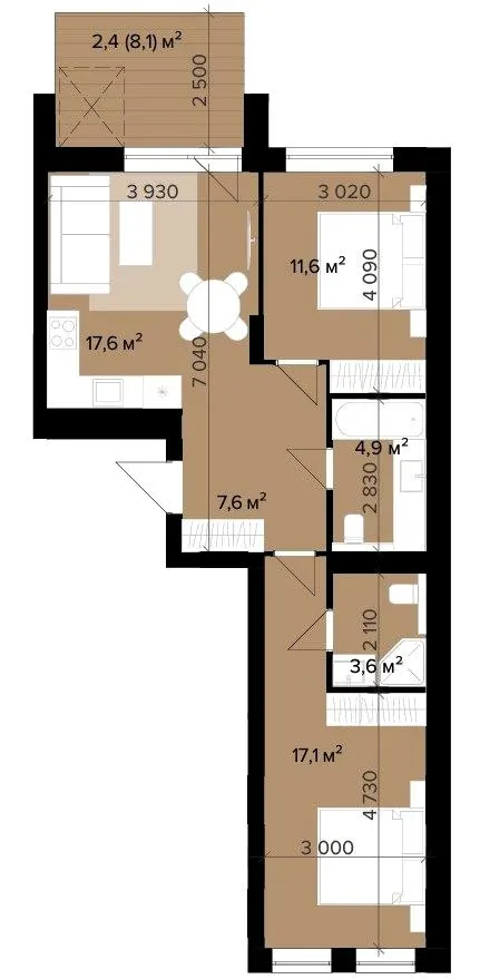 ЖК Нові Метри Next — 64.8 м²