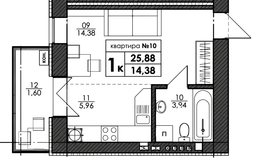 ЖК Park Residence — 25.9 м²