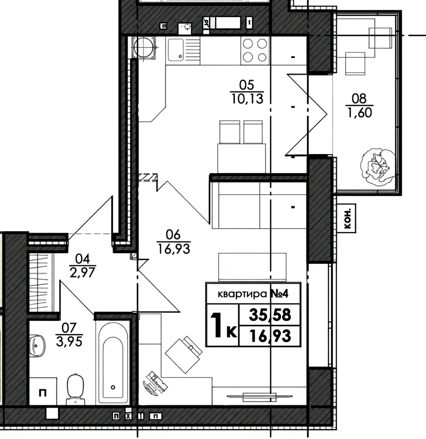 ЖК Park Residence — 35.6 м²