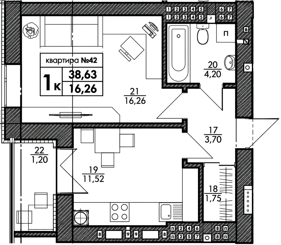 ЖК Park Residence — 38.6 м²