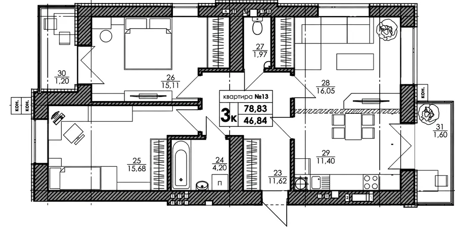 ЖК Park Residence — 78.8 м²