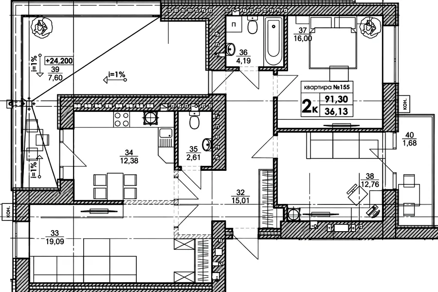 ЖК Park Residence — 91.3 м²