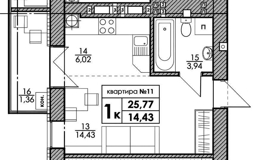 1-комнатная квартира, 26 м², вул. Санаторна, 20, Киев — фото 1