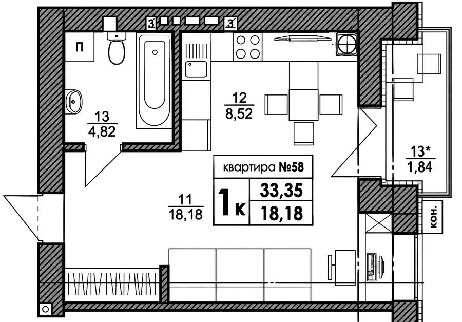 ЖК Park Residence — 33.4 м²