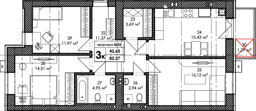 ЖК Park Residence — 82.8 м²