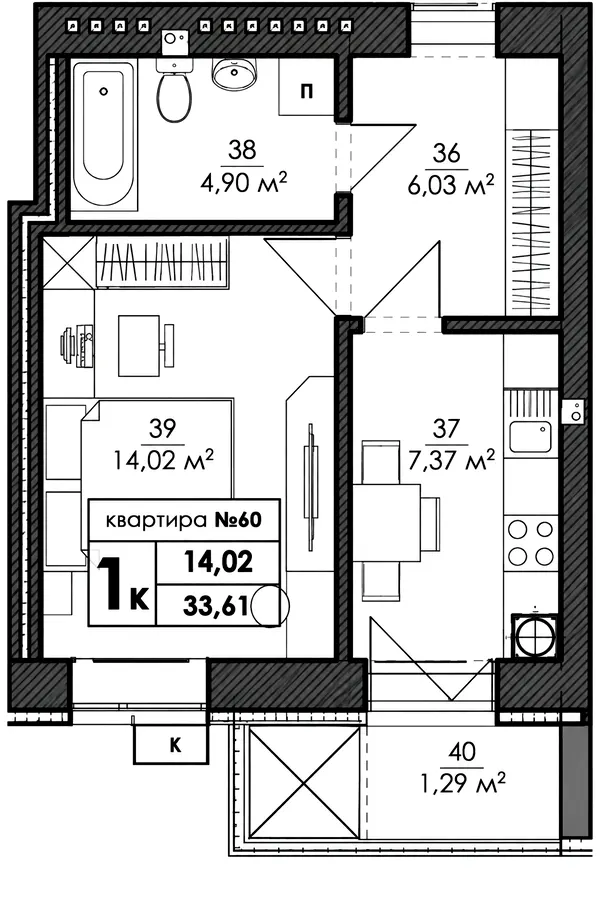 ЖК Park Residence — 32.6 м²